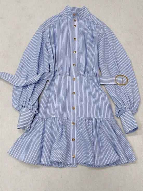 NWOT ZIMMERMANN STRIPE UTILITY MINI DRESS in Cotton, Size AU 0P/0/1/2 - Picture 3 of 8